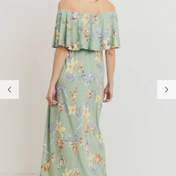 Hello MIZ  Maternity Green Maxi Dress with Elegant Design Size L - Picture 1 of 4